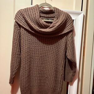 bebe chunky knit Coco Brown cozy pullover Cowl Neck Sweater